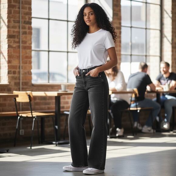 Pacsun Y2K 2000s Women's Madison High Waisted Girlfriend Jeans Black - Size 22 - Picture 2 of 12